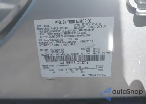 2018 Ford Ecosport Se from USA, damaged, VIN MAJ6P1UL7JC203246